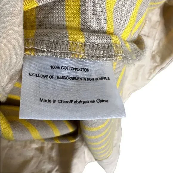 Tory Burch A-Line Mini Dress Yellow Striped Short Sleeve Crew Neck Cotton Size S